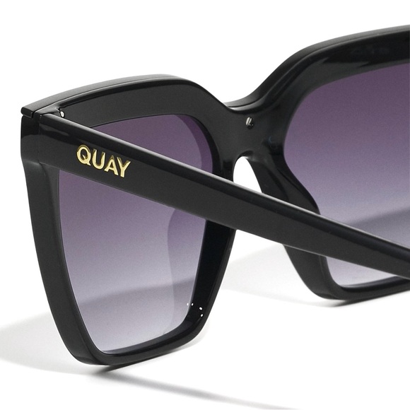 QUAY Level Up Bling Sunglasses Black Frame Black Gradient Lens Crystals New - Picture 9 of 14